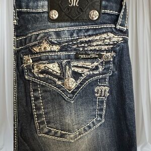 Miss Me JKS4608 Girls Jeans Denim Embellished & Embroidered Boot Cut Size 16